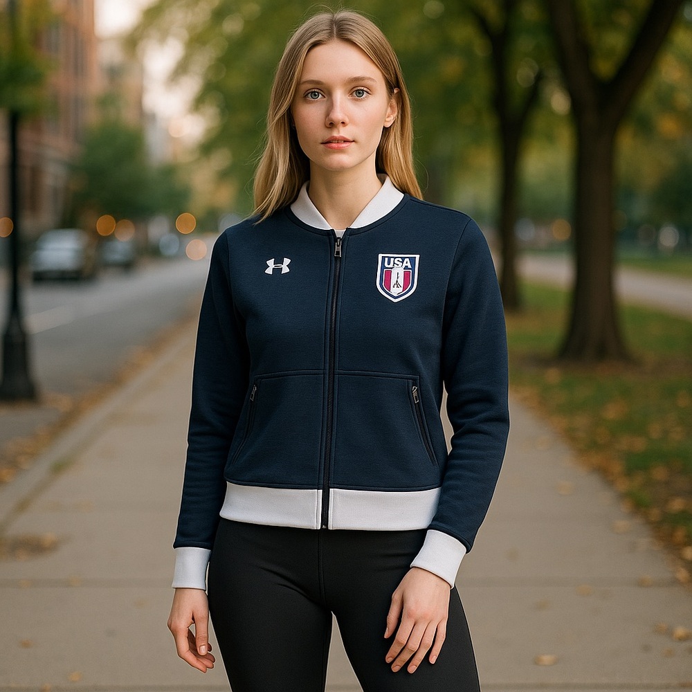 NWT Under Armor Stars & Stripes Bomber Jacket M